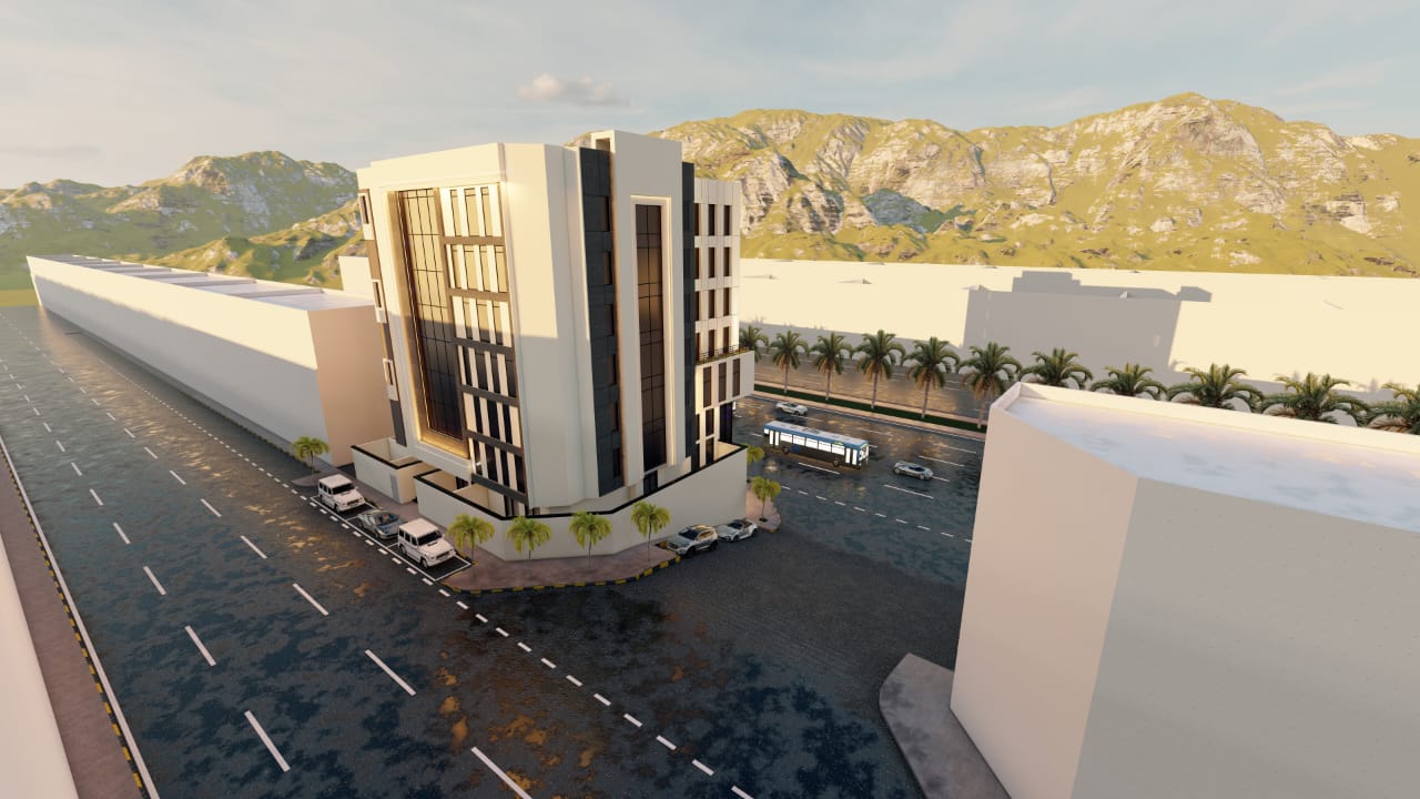 STEP Hotel 3D render — Street context